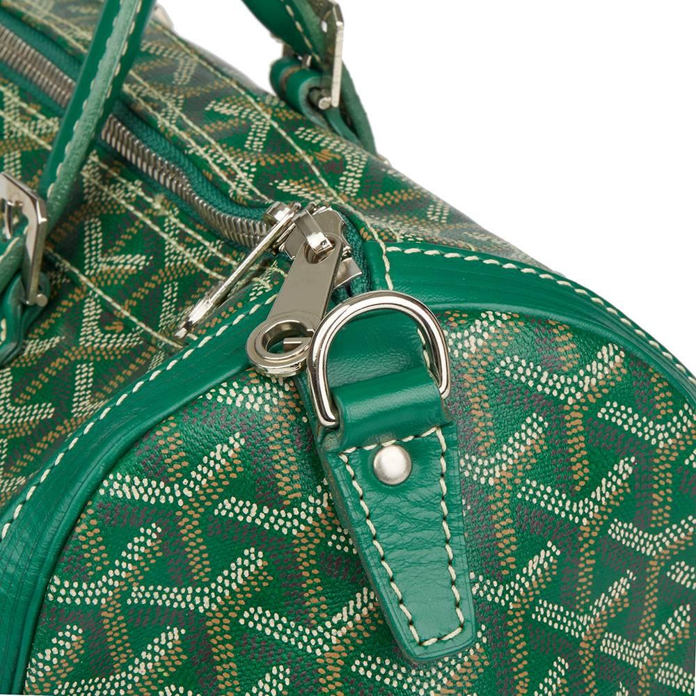 Women's 2010 Goyard Green Chevron Coated Canvas Croisiere 35