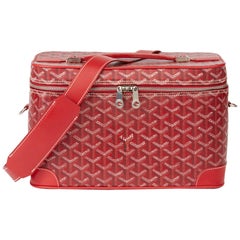 2010 Goyard Red Chevron Canvas Train Case