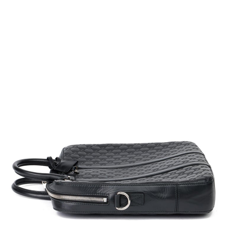 2010 Gucci Black GG Embossed Guccissima Calfskin Leather Briefcase at  1stDibs