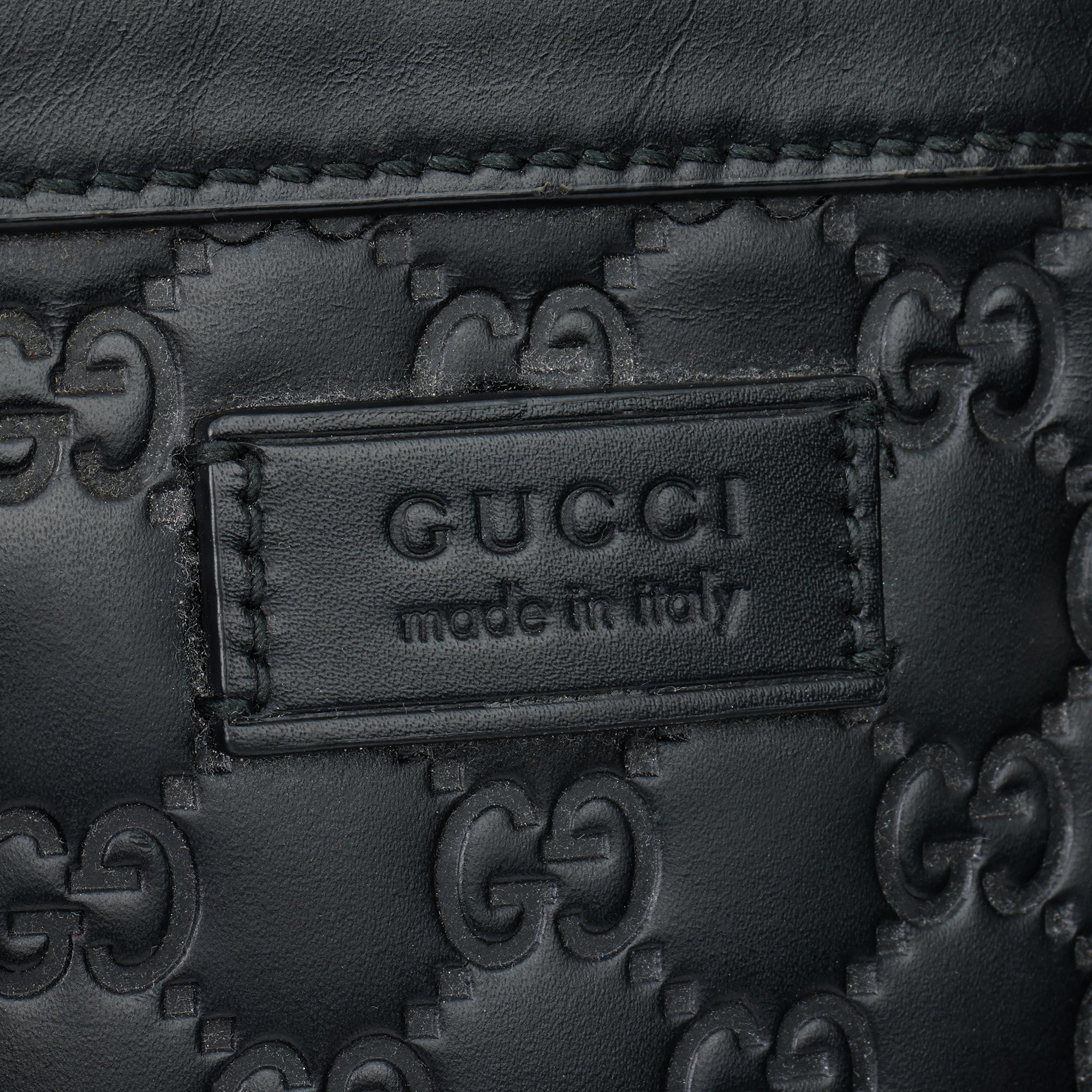 2010 Gucci Black GG Embossed Guccissima Calfskin Leather Briefcase 1