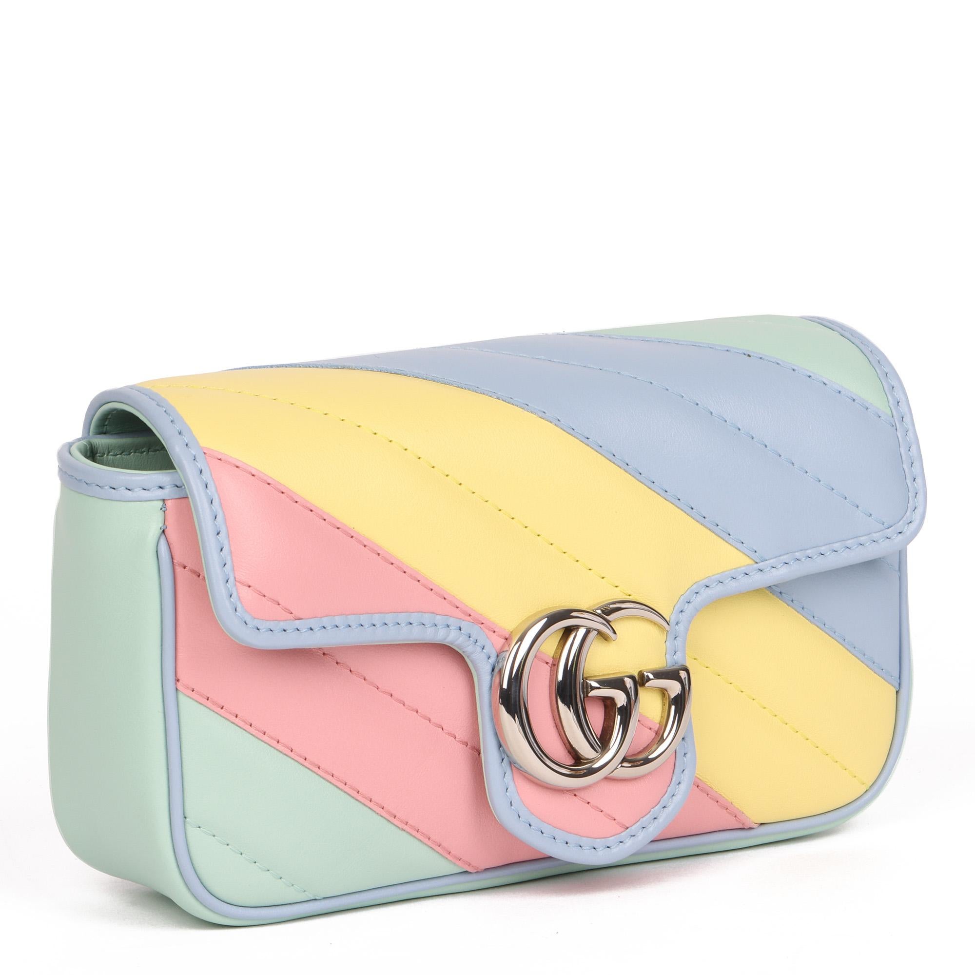 GUCCI
Green, Yellow, Pink & Blue Quilted Calfskin Leather Multicolour Mini Marmont

Xupes Reference: HB4042
Serial Number: 476433 0416
Age (Circa): 2010
Accompanied By: Gucci Dust Bag, Box, Care Booklet
Authenticity Details: Date Stamp (Made in