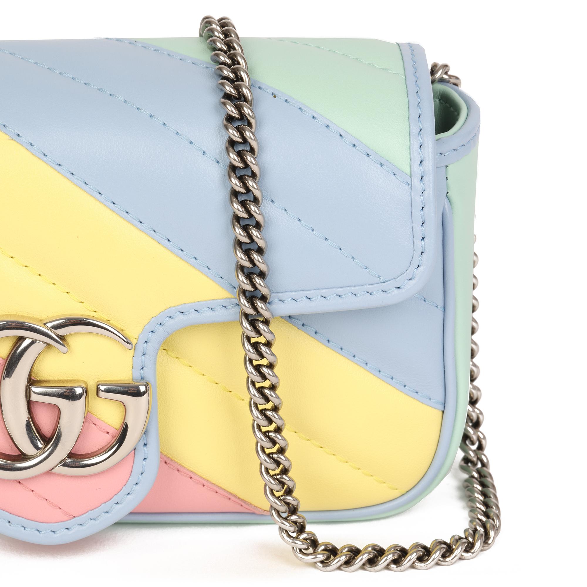 Women's 2010 Gucci Green, Yellow, Pink & Blue Quilted Calfskin Leather Mini Marmont 