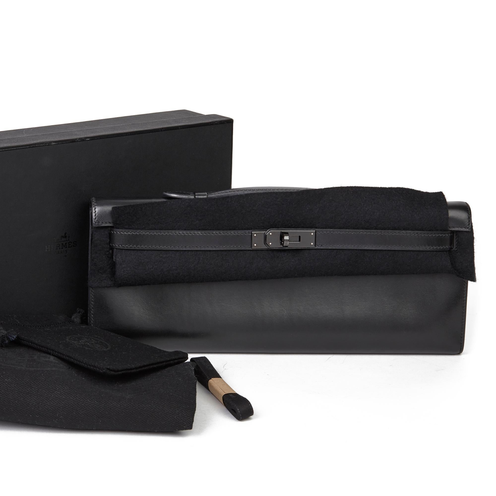 2010 Hermès Black Box Calf Leather SO Black Kelly Cut