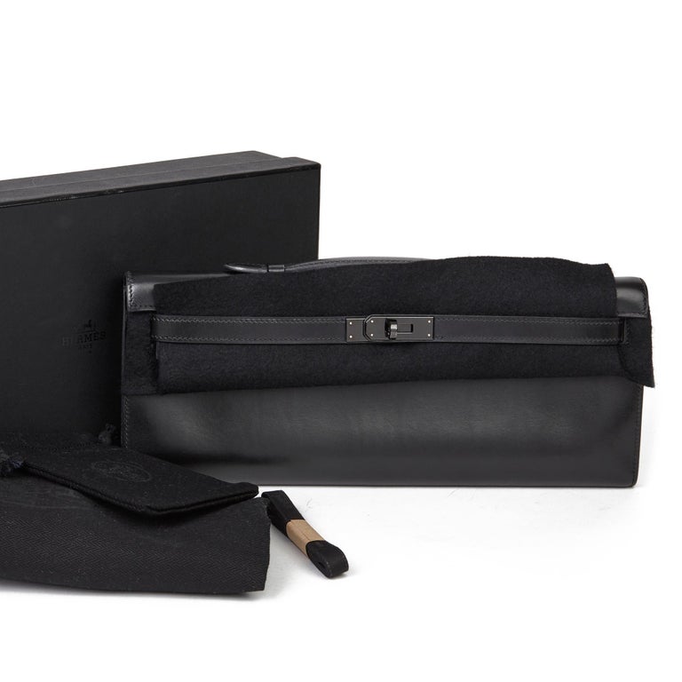 2010 Hermès Black Box Calf Leather SO Black Kelly Cut For Sale 7