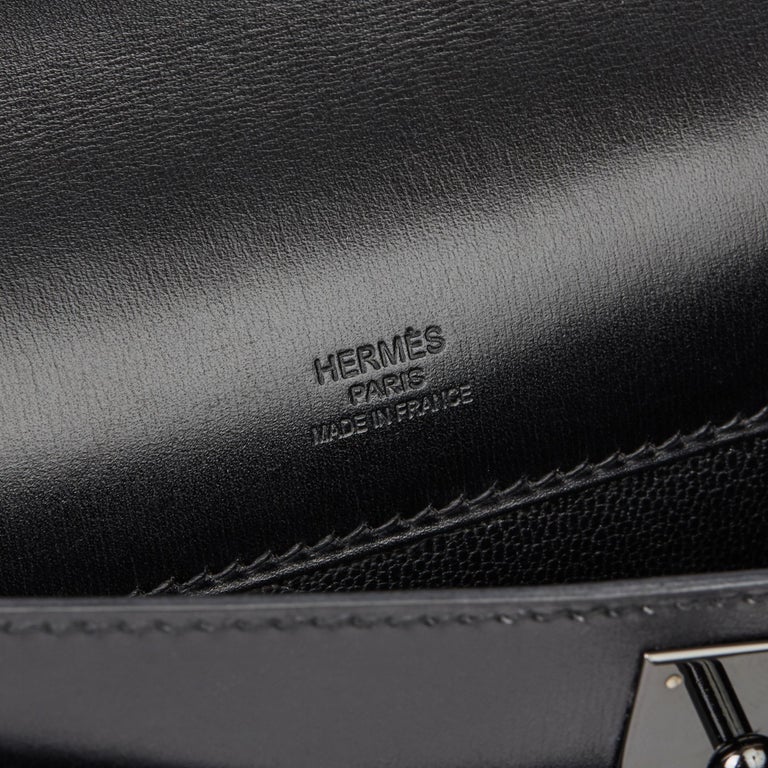 2010 Hermès Black Box Calf Leather SO Black Kelly Cut For Sale 4