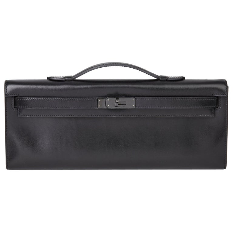 2010 Hermès Black Box Calf Leather SO Black Kelly Cut For Sale
