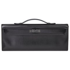 2010 Hermès Black Box Calf Leather SO Black Kelly Cut