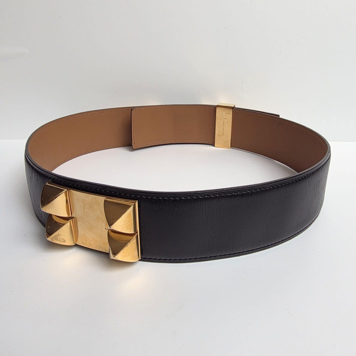 2010 Hermes Black Box Leder Collier de Chien Gürtel im Angebot 8