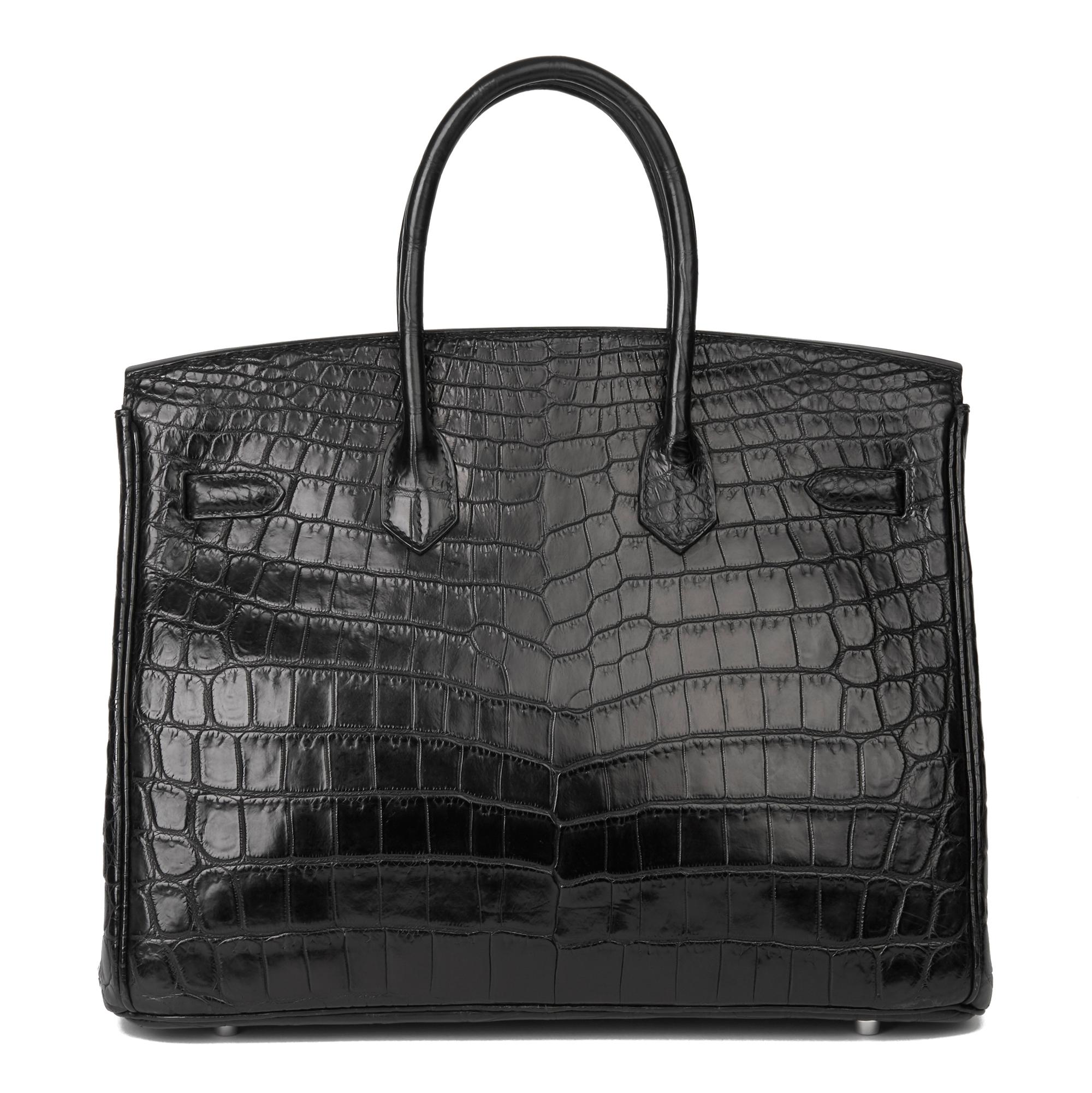 2010 Hermès Black Matte Crocodile Alligator Leather Birkin 35cm In Excellent Condition In Bishop's Stortford, Hertfordshire
