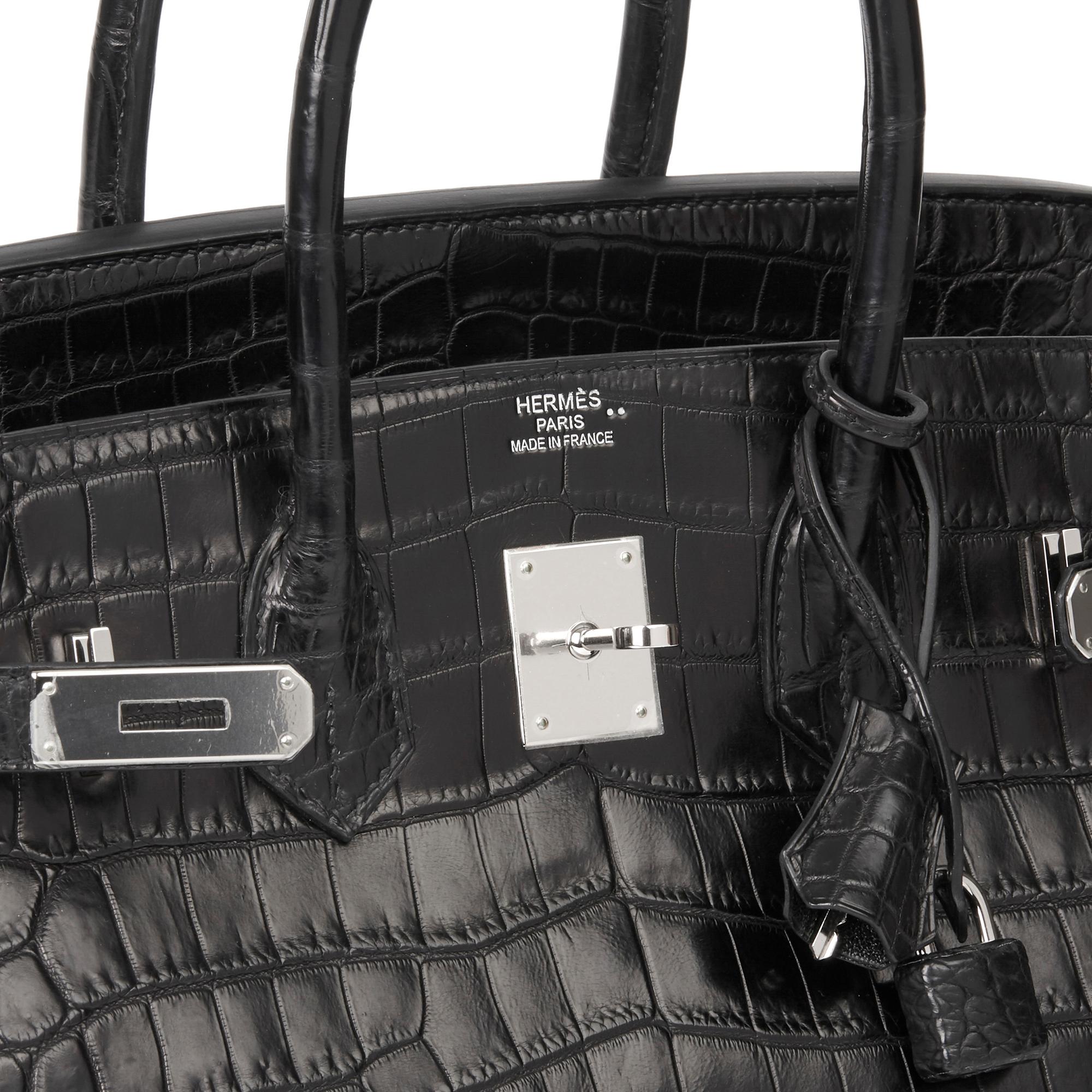 2010 Hermès Black Matte Crocodile Alligator Leather Birkin 35cm 2