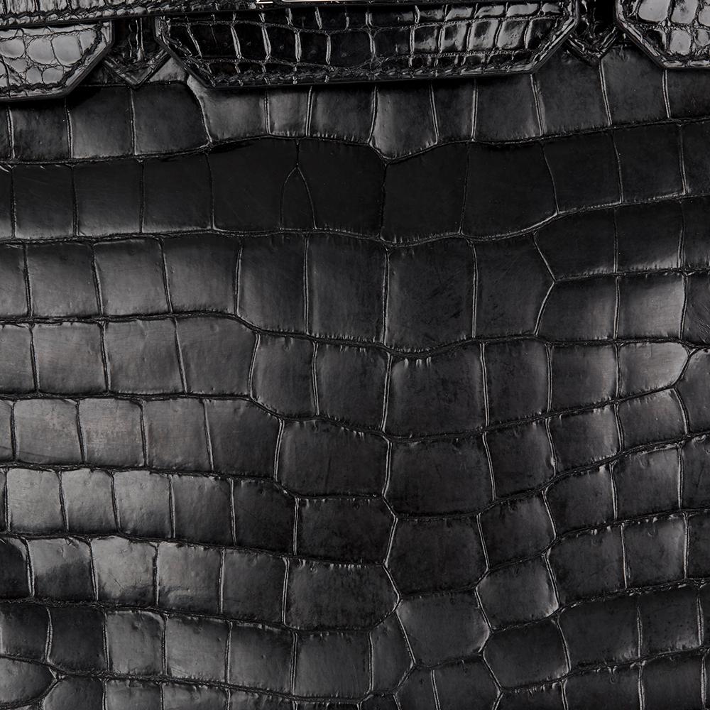 2010 Hèrmes Black Shiny Porosus Crocodile Leather Birkin 30cm 7