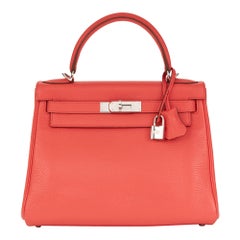 2010 Hermès Bougainvillier Clemence Leather Kelly 28cm Retourne