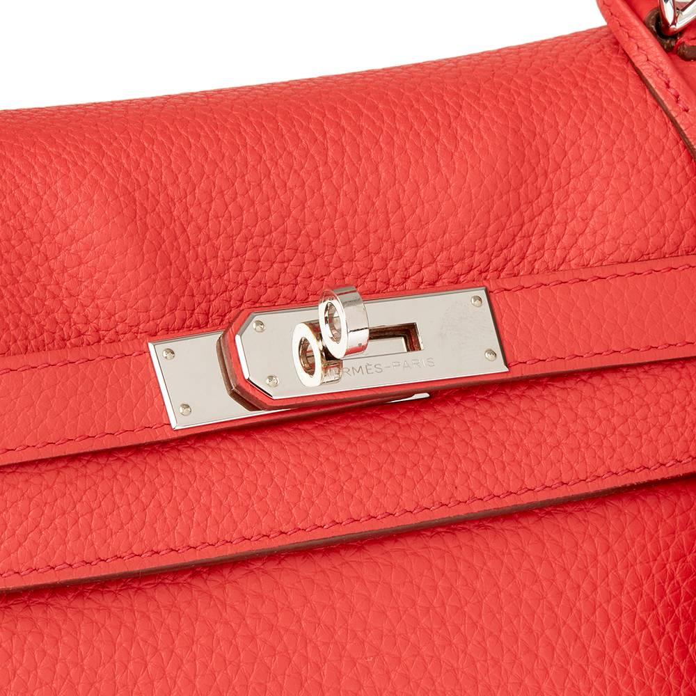 2010 Hermes Bougainvillier Togo Leather Kelly 35cm Retourne In Good Condition In Bishop's Stortford, Hertfordshire