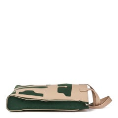 2010 Hermès Etoupe Grain d'H & Green Felt Petit H Vertical Skeleton Tote