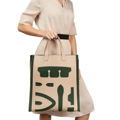 2010 Hermès Etoupe Grain d'H Leather & Green Felt Petit H Vertical Skeleton Tote