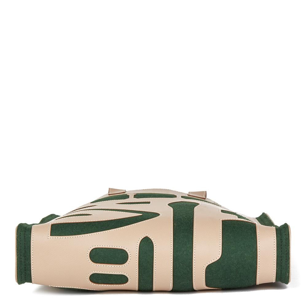 2010 Hermès Etoupe Grain d'H Leather & Green Felt Petit H Vertical Skeleton Tote 1