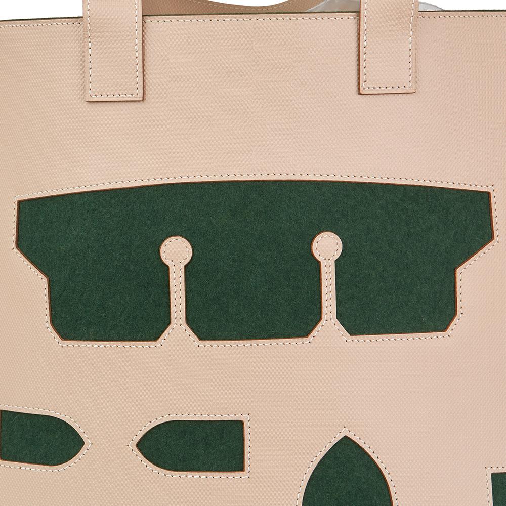 2010 Hermès Etoupe Grain d'H Leather & Green Felt Petit H Vertical Skeleton Tote 2