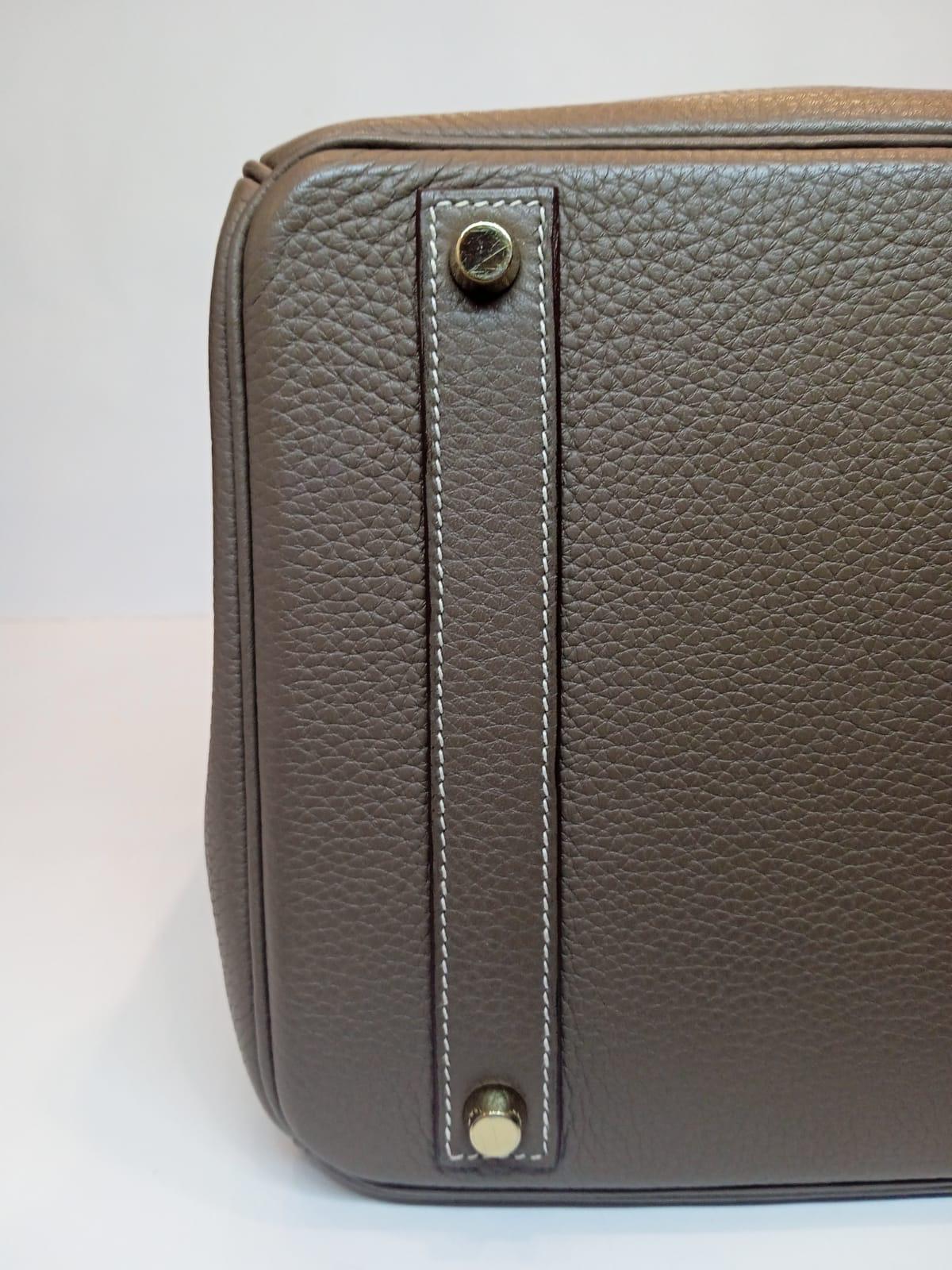 2010 Hermes Etoupe Togo Leather Birkin 40 Bag Gold Hardware 8