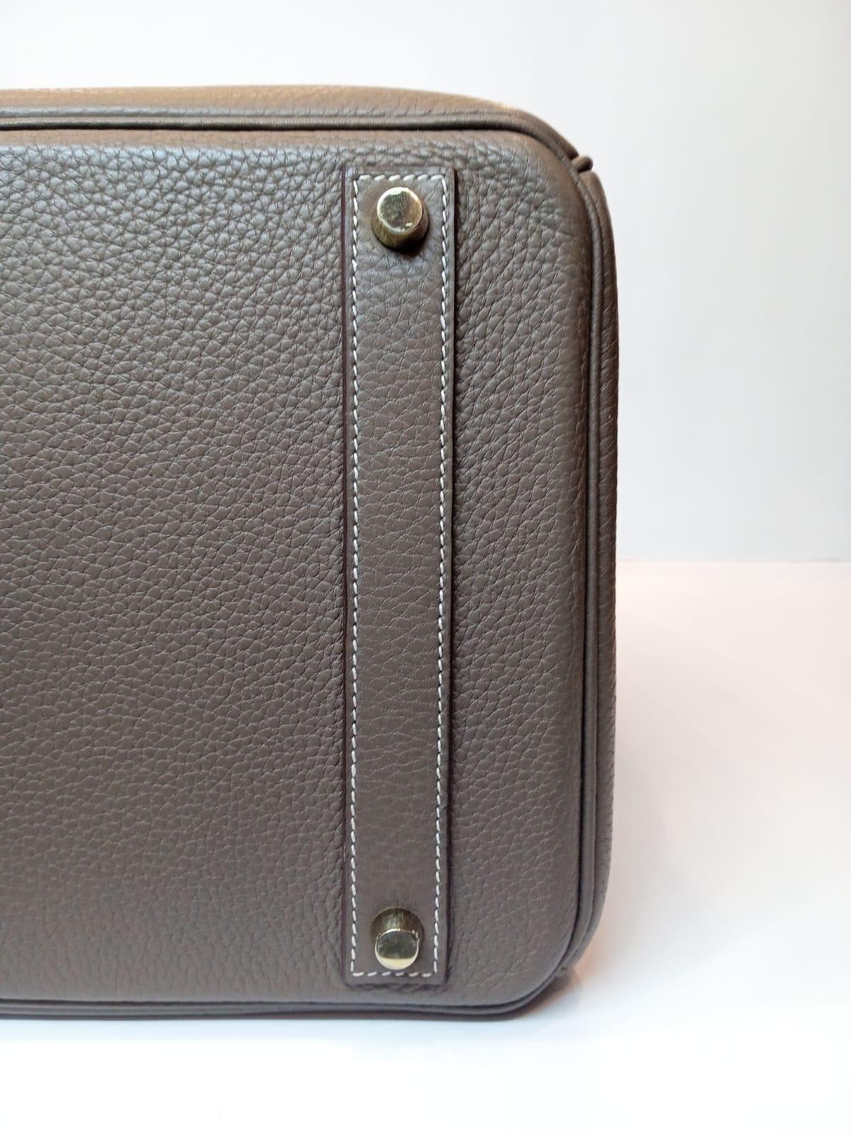 2010 Hermes Etoupe Togo Leather Birkin 40 Bag Gold Hardware 9