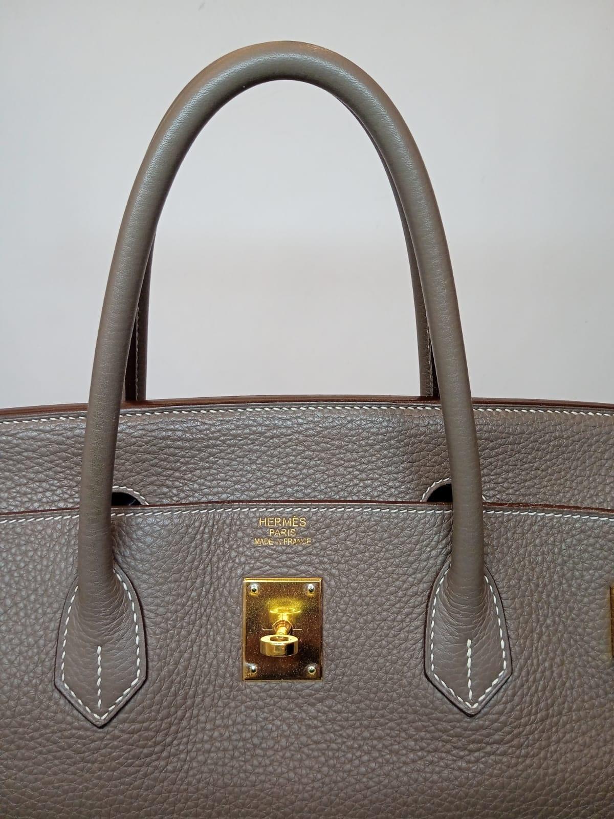 2010 Hermes Etoupe Togo Leather Birkin 40 Bag Gold Hardware 10