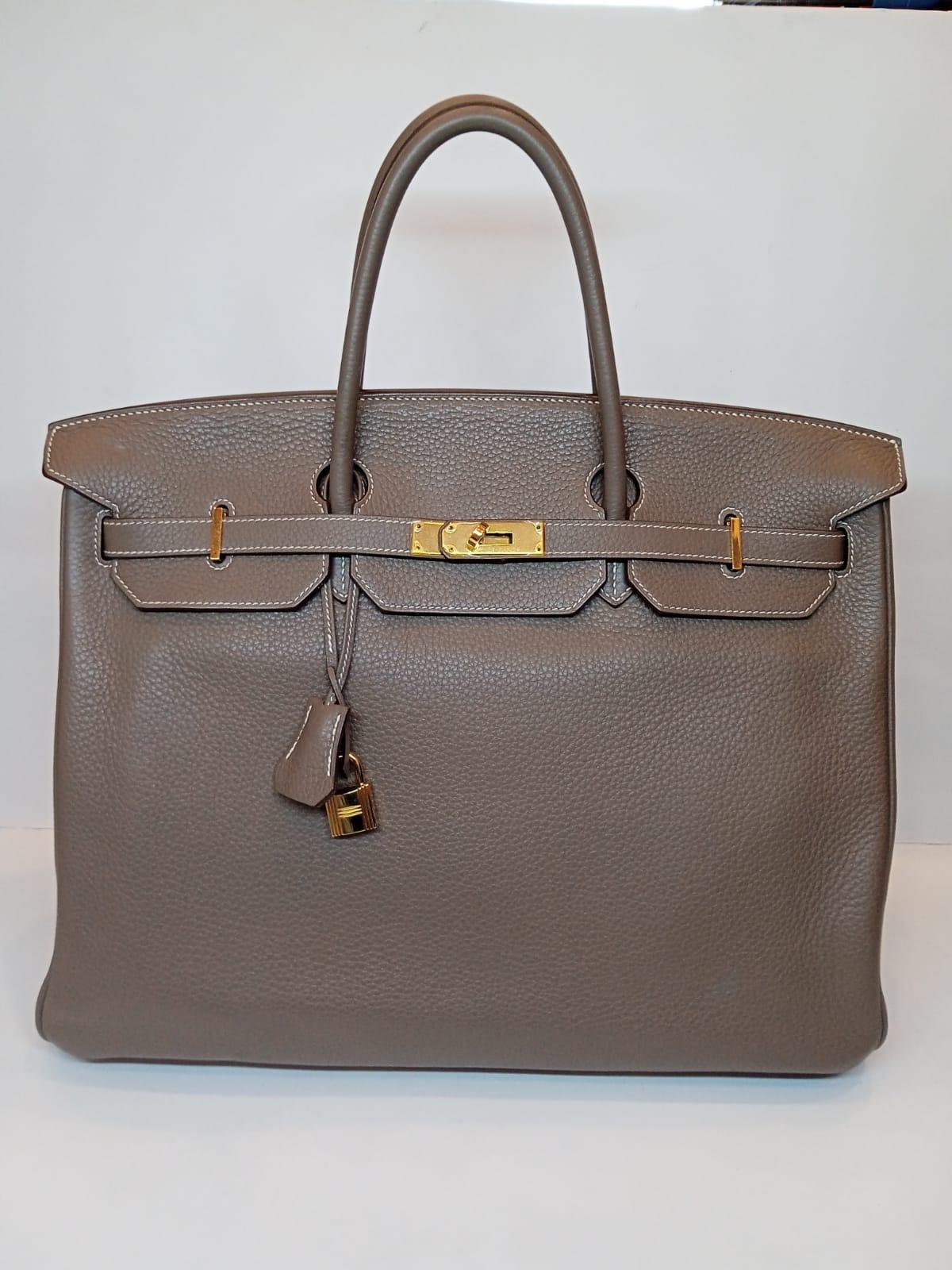 2010 Hermes Etoupe Togo Leather Birkin 40 Bag Gold Hardware 11