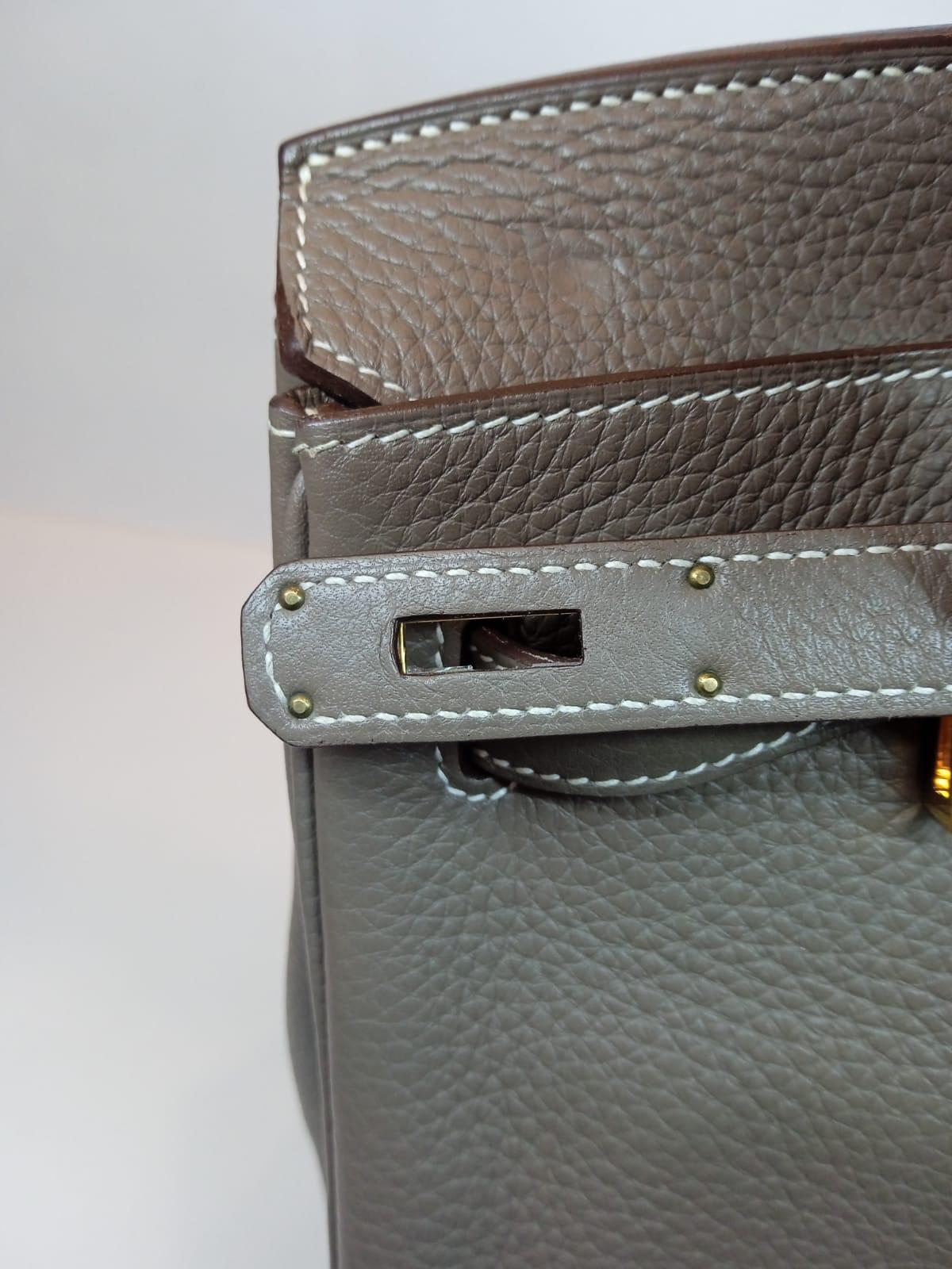 2010 Hermes Etoupe Togo Leather Birkin 40 Bag Gold Hardware 12