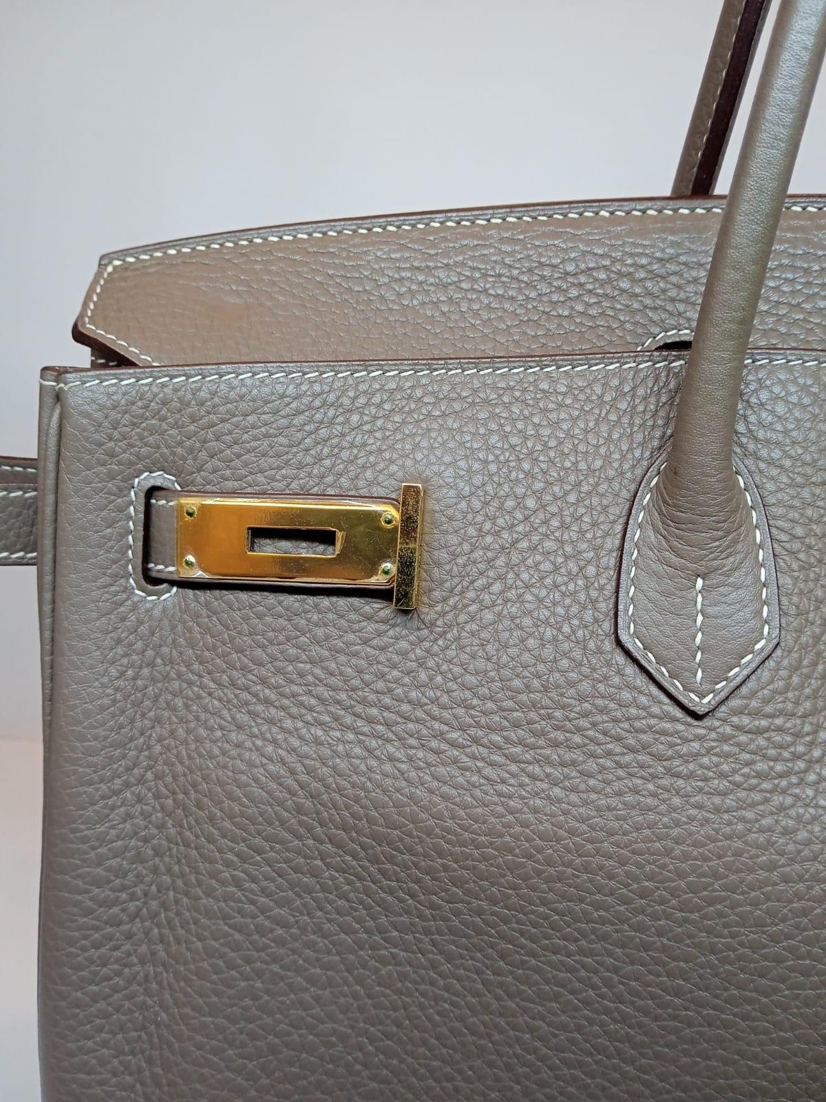 2010 Hermes Etoupe Togo Leather Birkin 40 Bag Gold Hardware 13