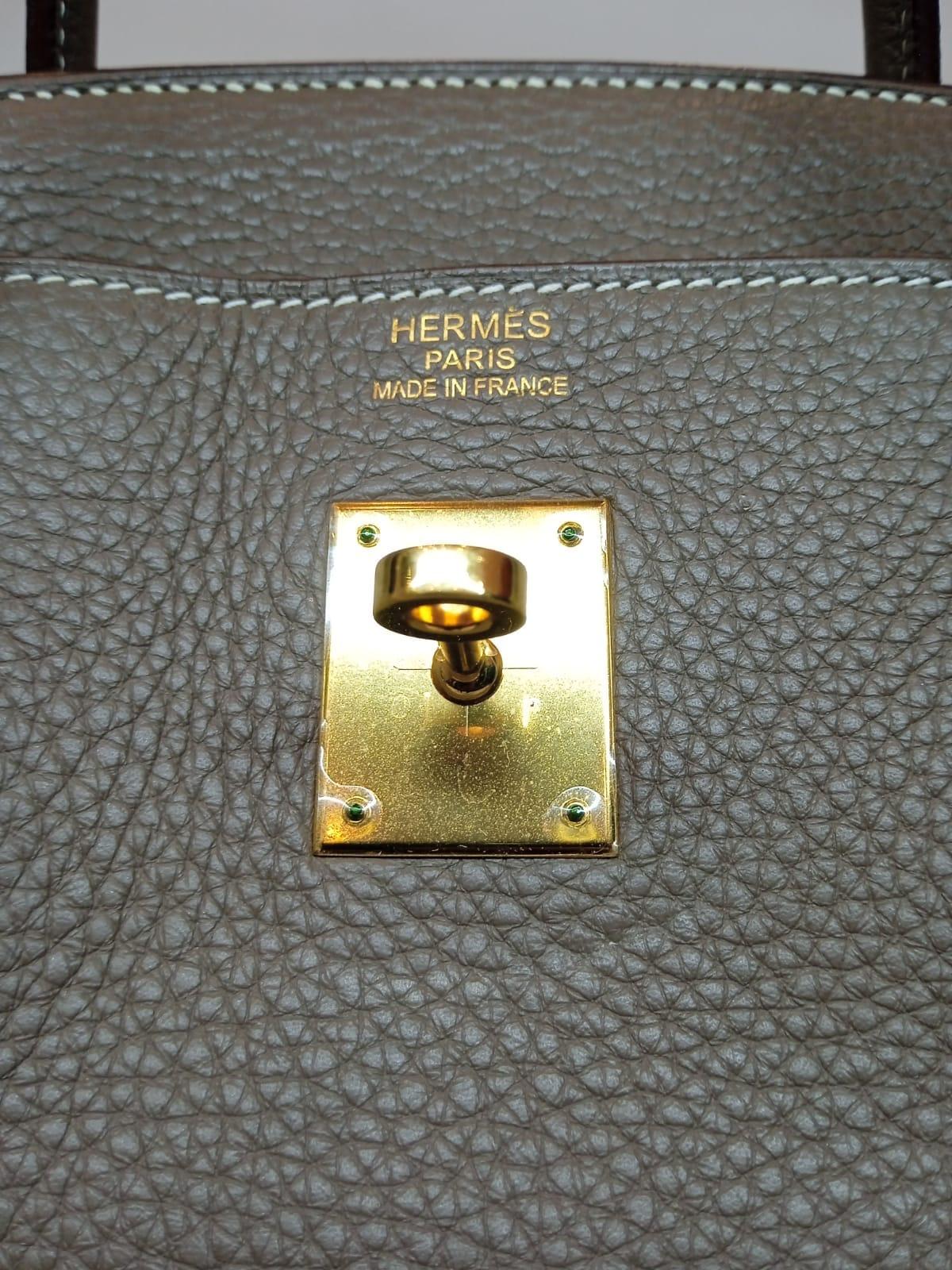 2010 Hermes Etoupe Togo Leather Birkin 40 Bag Gold Hardware 14