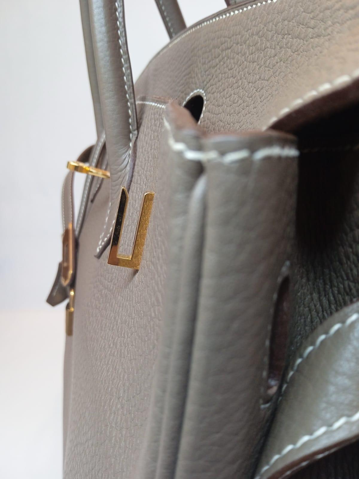 2010 Hermes Etoupe Togo Leather Birkin 40 Bag Gold Hardware 15