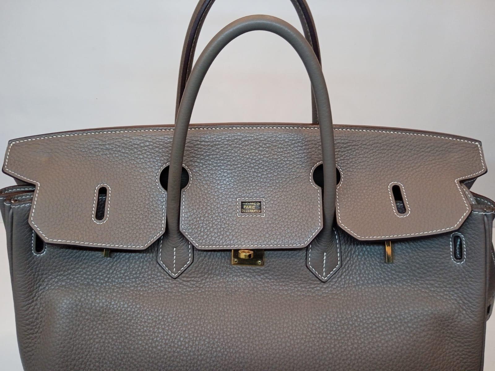 Gray 2010 Hermes Etoupe Togo Leather Birkin 40 Bag Gold Hardware