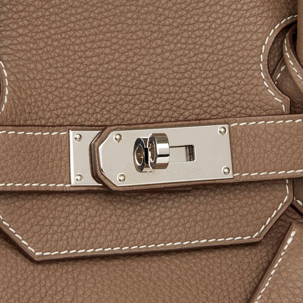 Women's 2010 Hermes Etoupe Togo Leather Shoulder Birkin II