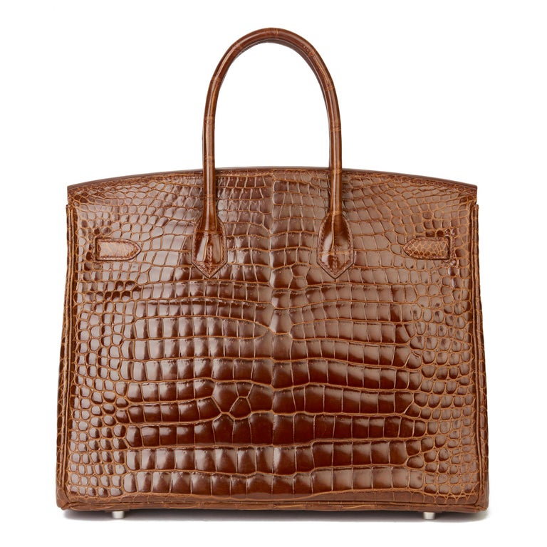2010 Hermès Miel Shiny Porosus Crocodile Leather Birkin 35cm at 1stDibs