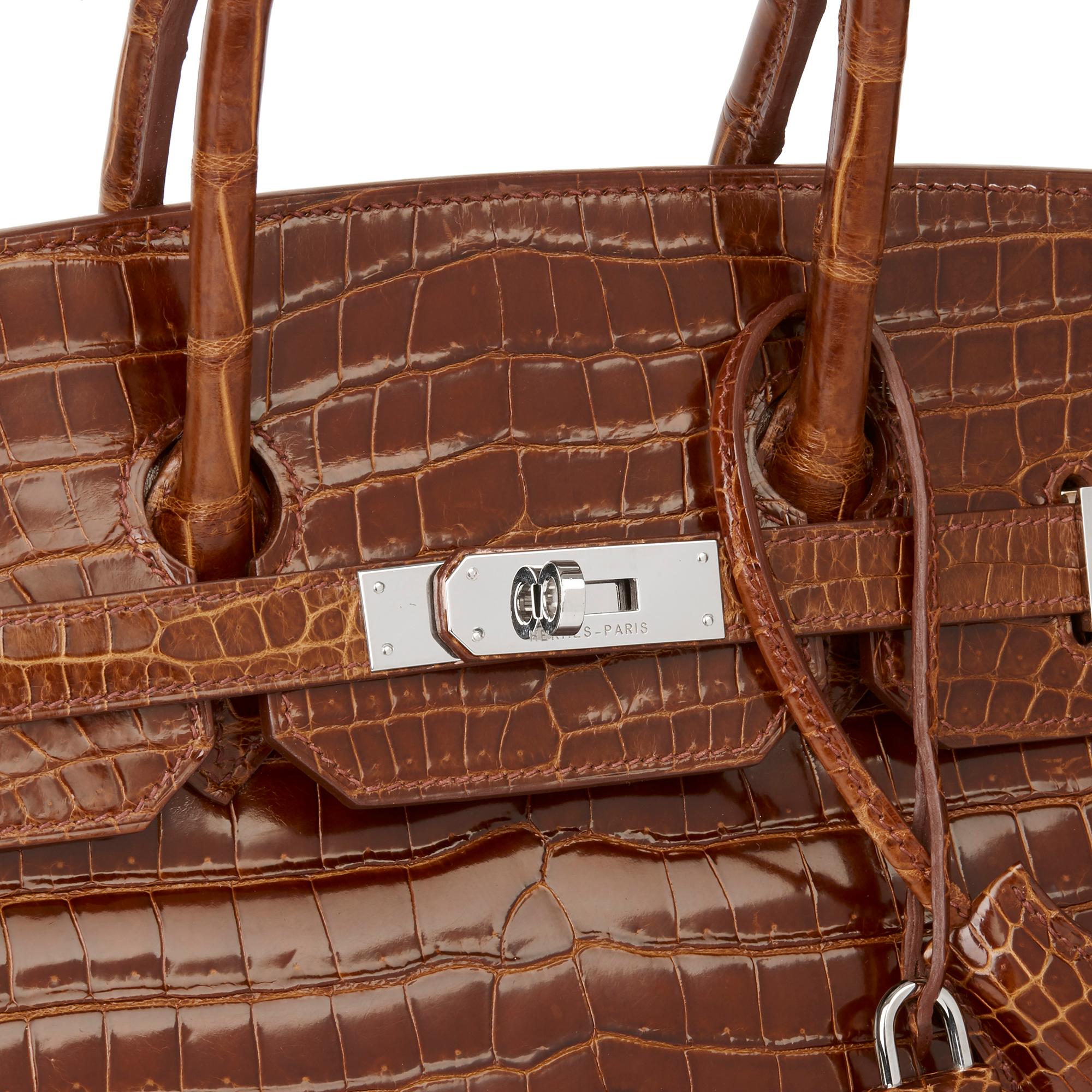 2010 Hermès Miel Shiny Porosus Crocodile Leather Birkin 35cm 1