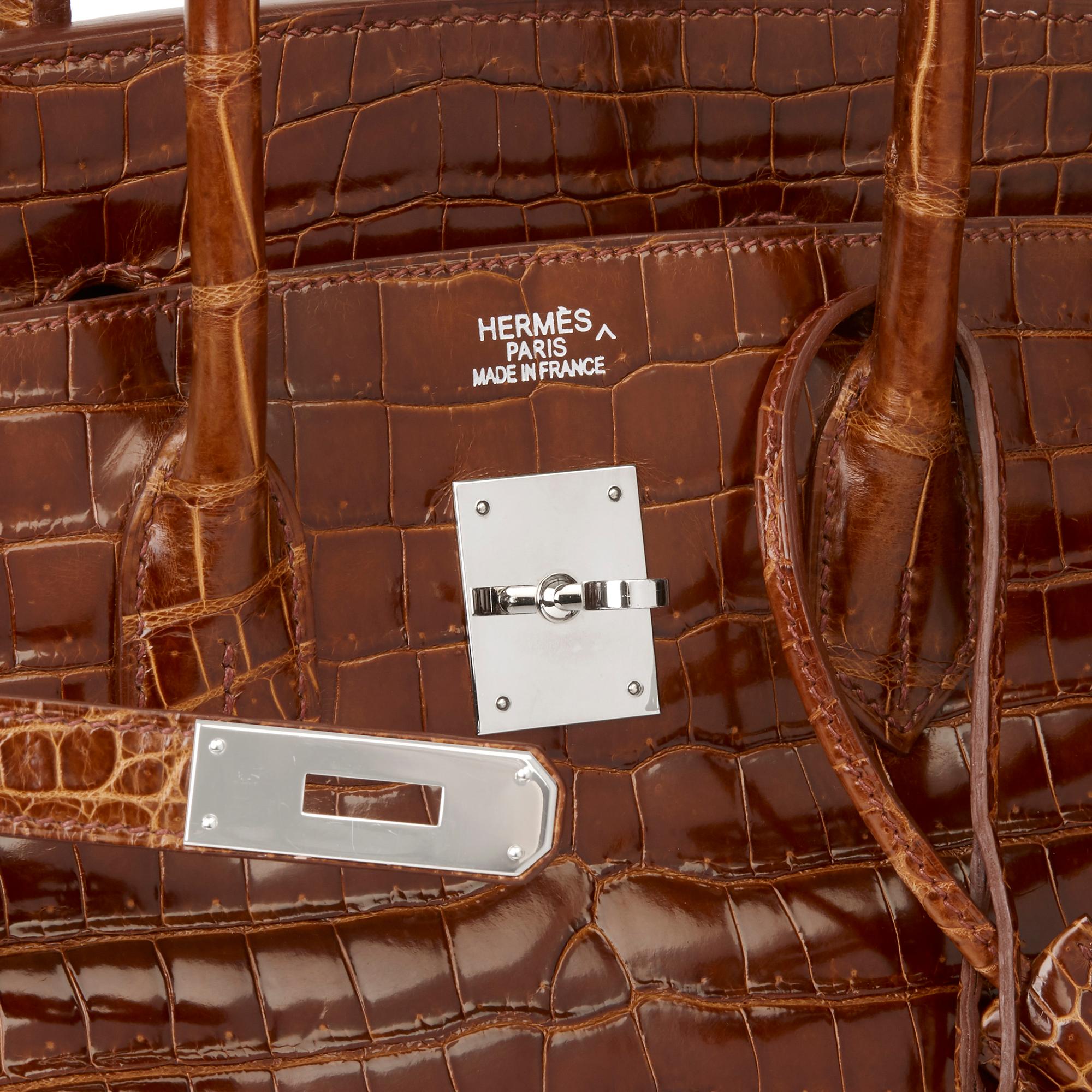 2010 Hermès Miel Shiny Porosus Crocodile Leather Birkin 35cm 2
