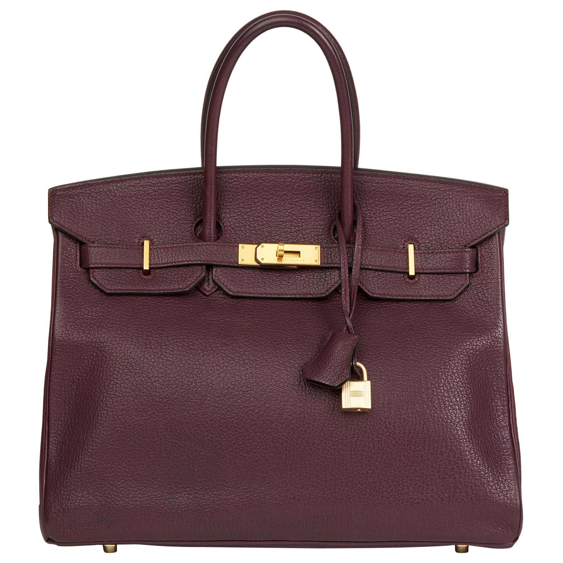 2010 Hermes Prune & Graphite Chevre Mysore Leather Special Order Birkin 35cm