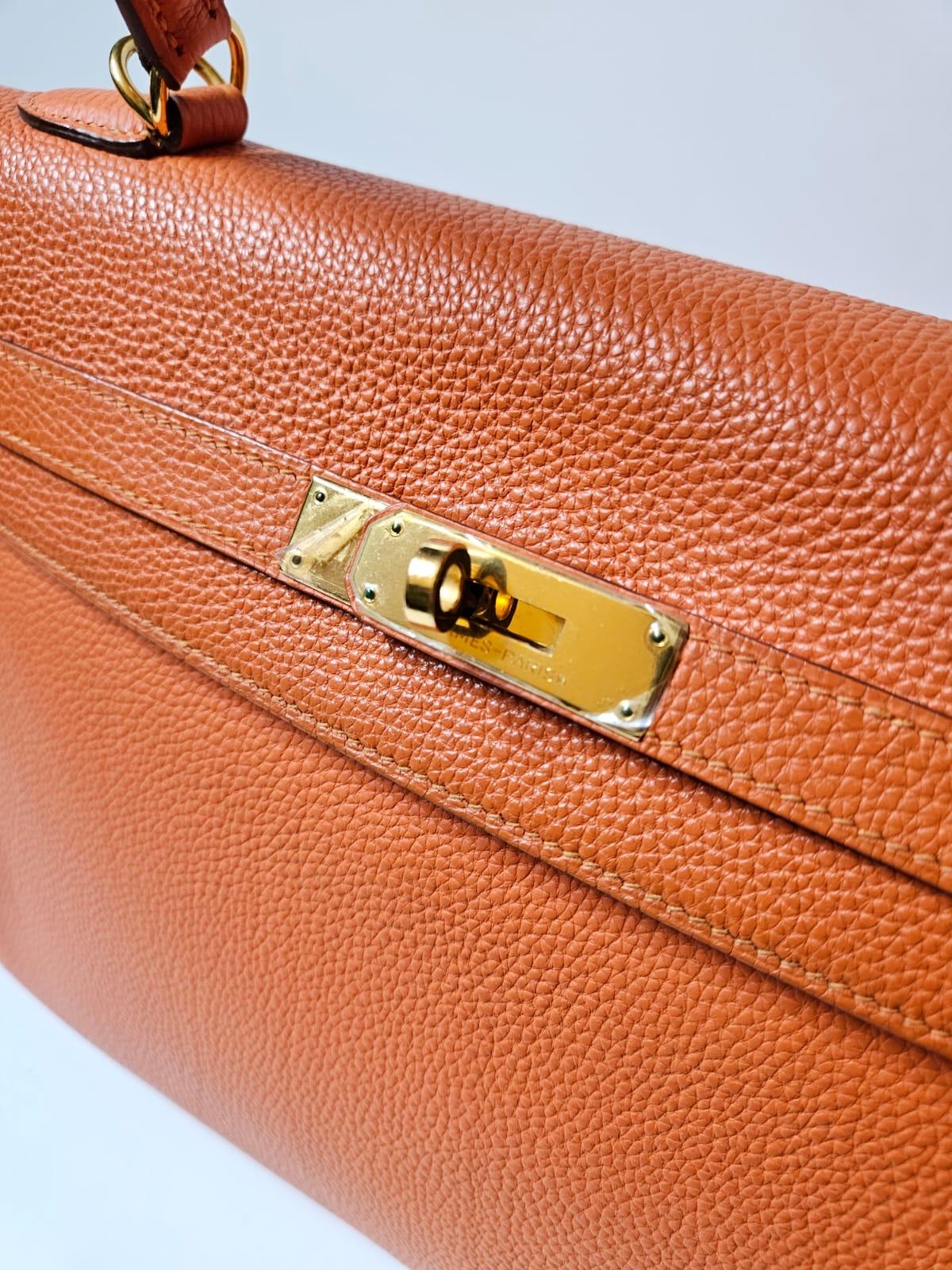 2010 Hermes Togo Orange Kelly 35 Bag 7