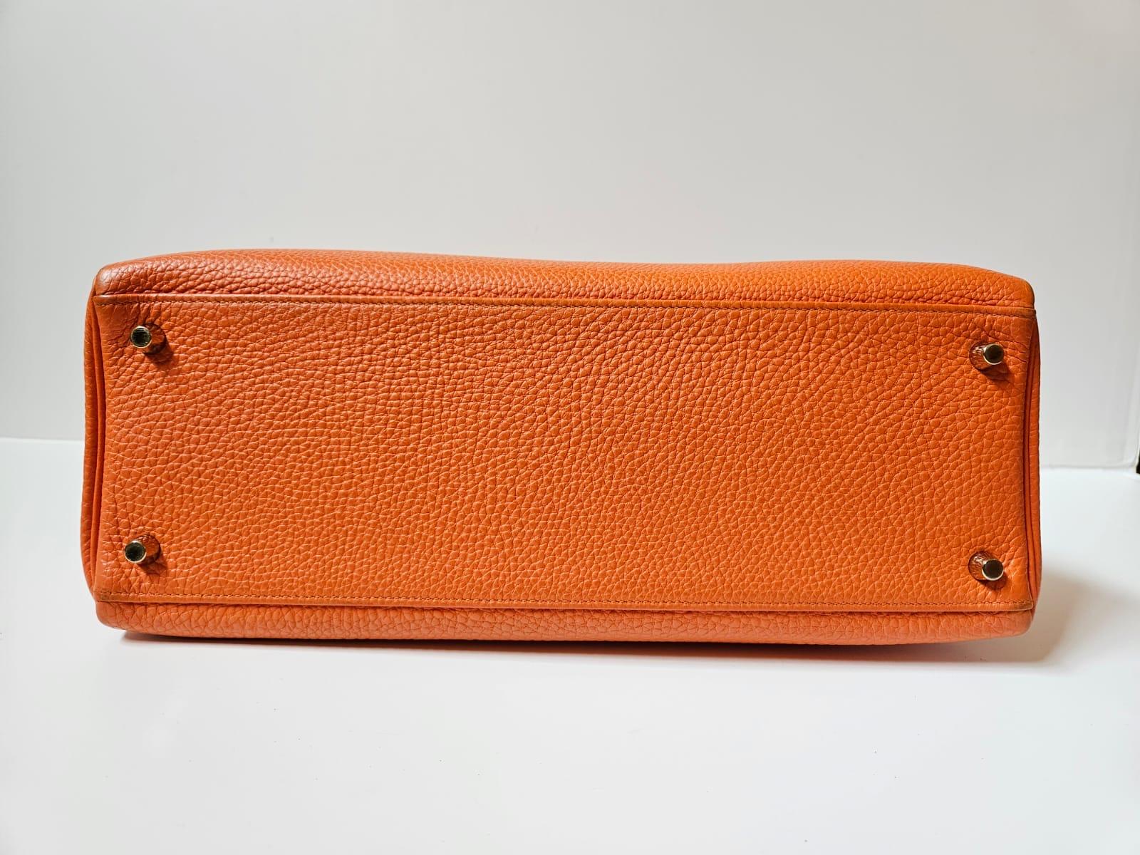 2010 Hermes Togo Orange Kelly 35 Bag 8