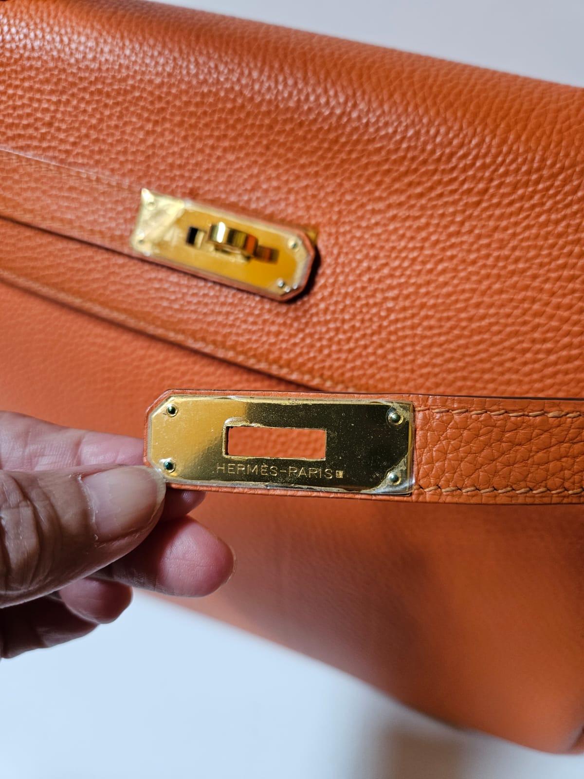 2010 Hermes Togo Orange Kelly 35 Bag 9