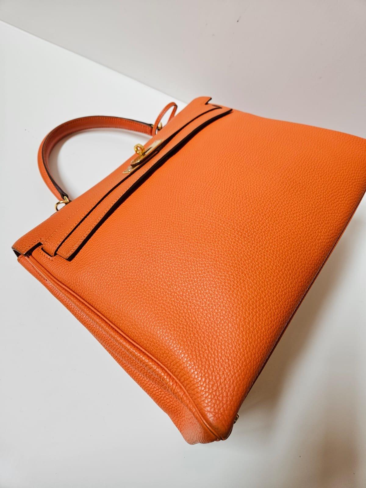 2010 Hermes Togo Orange Kelly 35 Bag 10