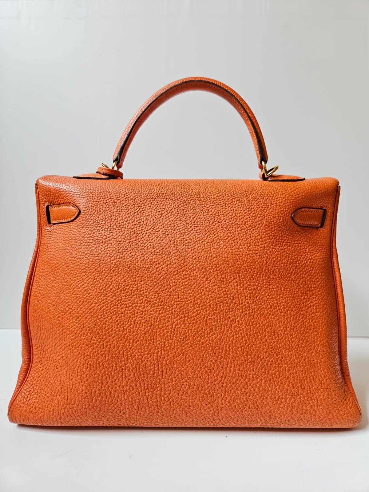 2010 Hermes Togo Orange Kelly 35 Bag 12