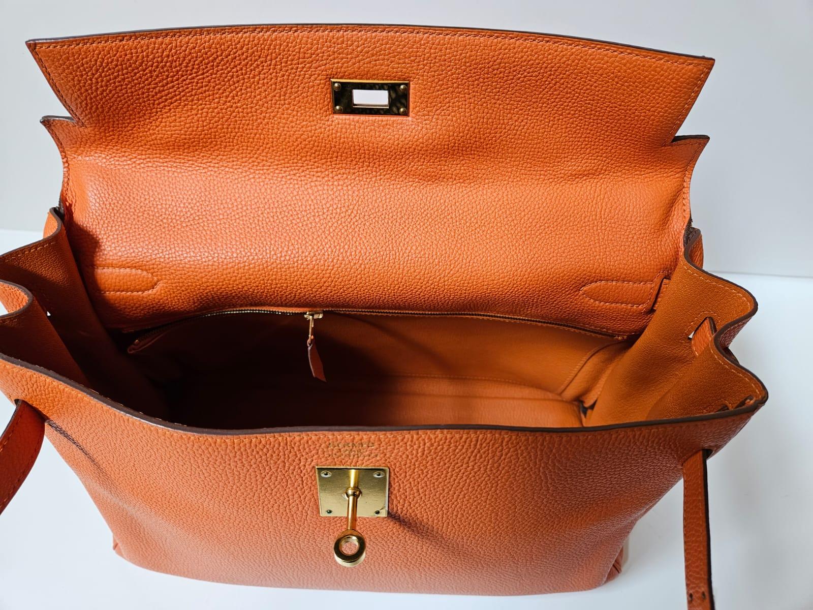 2010 Hermes Togo Orange Kelly 35 Bag 5
