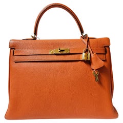 2010 Hermes Togo Orange Kelly 35 Bag
