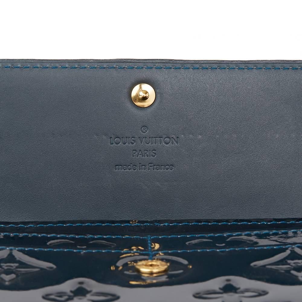 2010 Louis Vuitton Bleu Nuit Monogram Vernis Leather Sarah Wallet  2