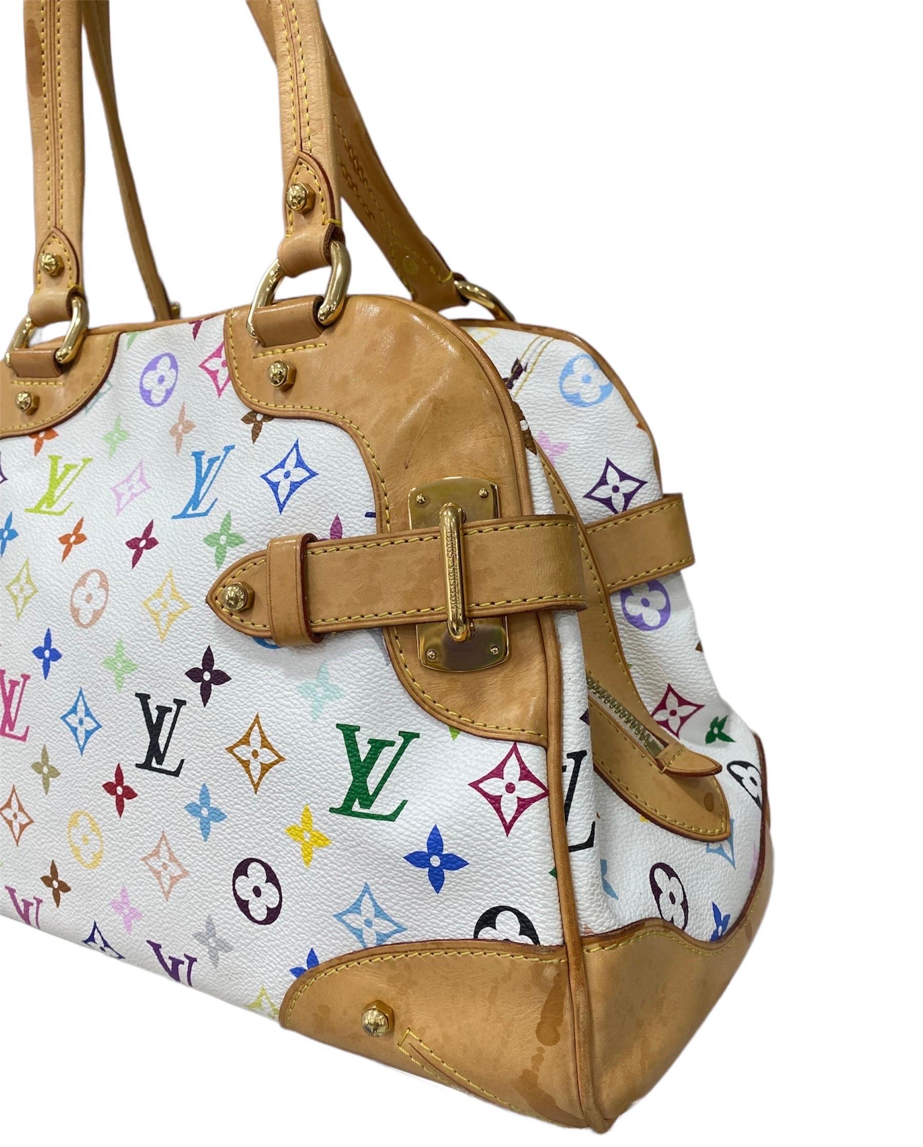 2010 Louis Vuitton Claudia Mehrfarbige Tasche Limitierte Auflage Takashi Murakami (Beige) im Angebot