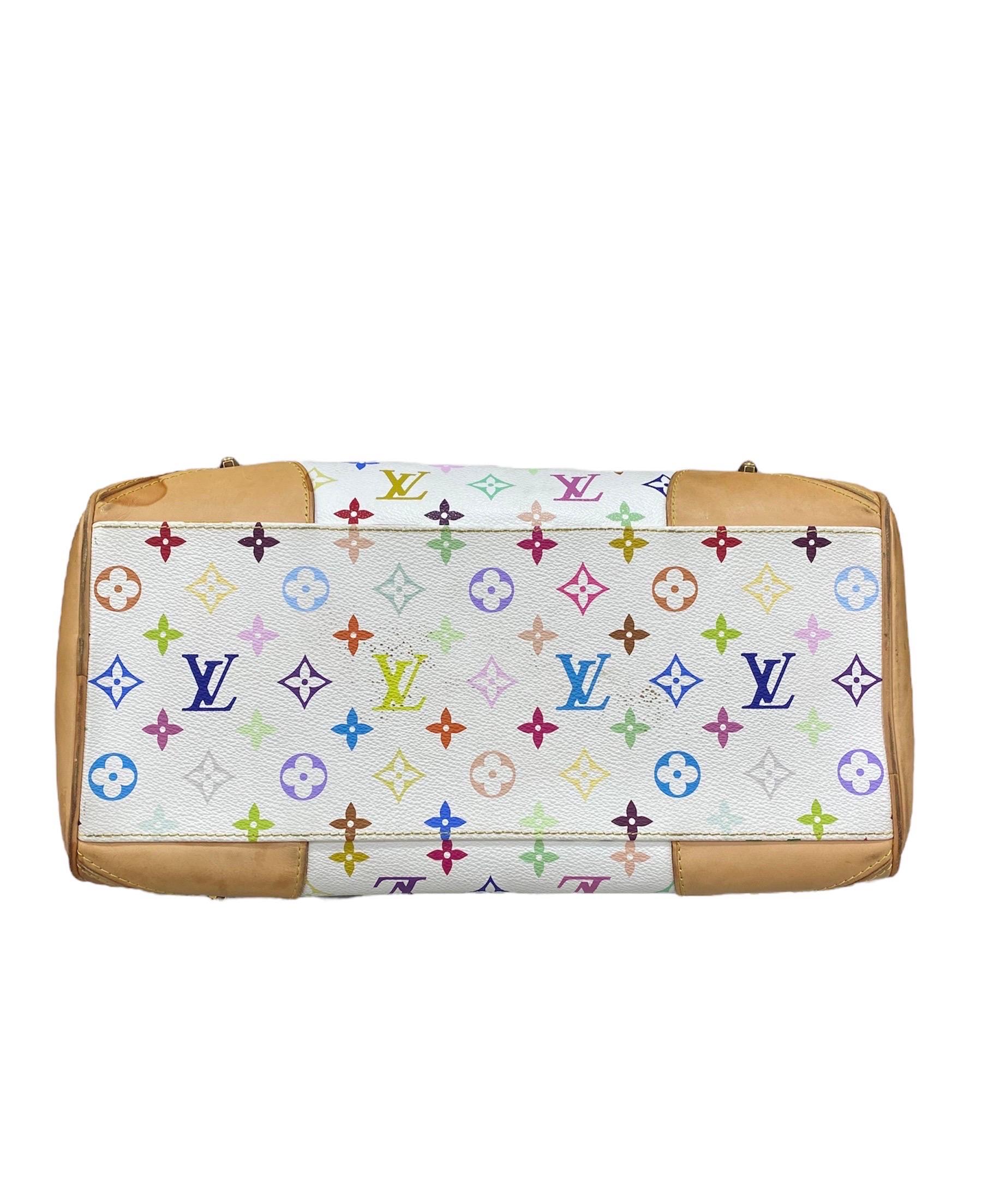 Beige 2010 Louis Vuitton Claudia Multicolor Bag Limited Edition Takashi Murakami For Sale