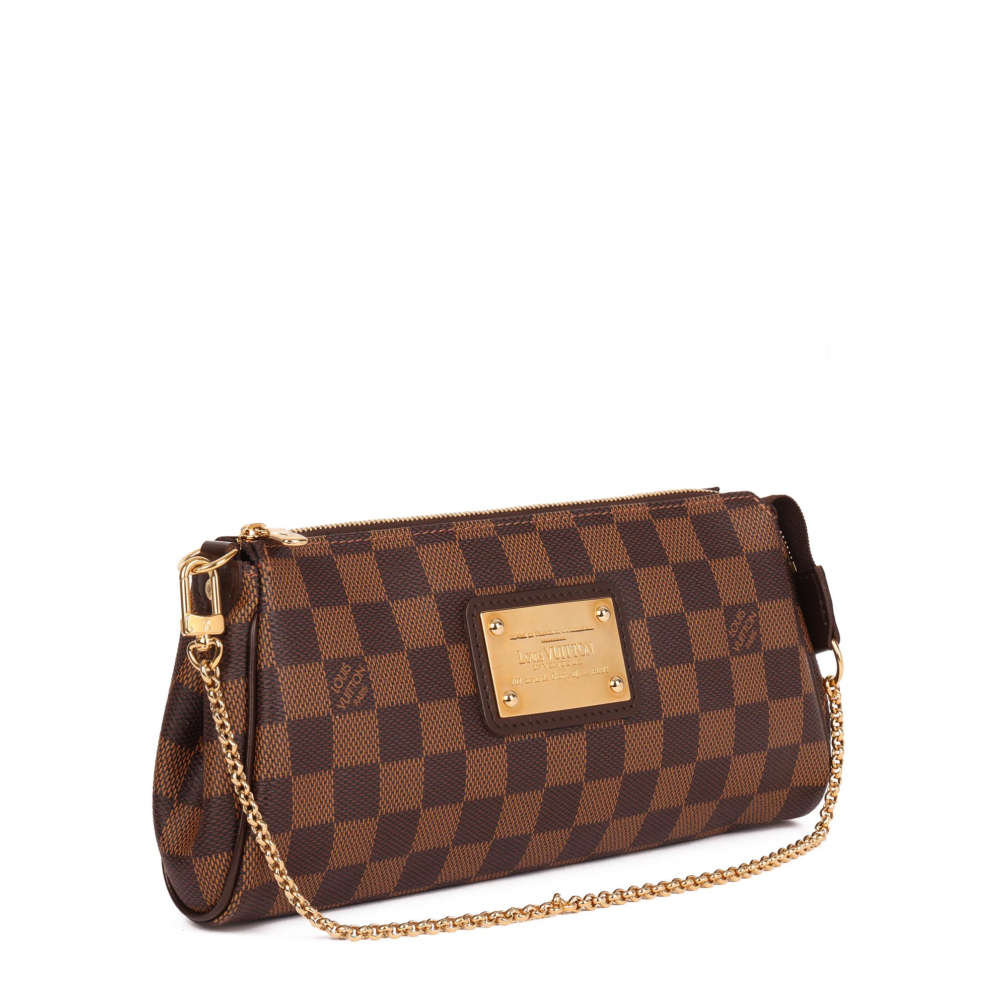 LOUIS VUITTON
Damier Ebene Coated Canvas & Calfskin Leather Eva

Xupes Reference: HB4098
Serial Number: DU5100
Age (Circa): 2010
Accompanied By: Louis Vuitton Dust Bag, Shoulder Strap, Chain Strap
Authenticity Details: Date Stamp (Made in