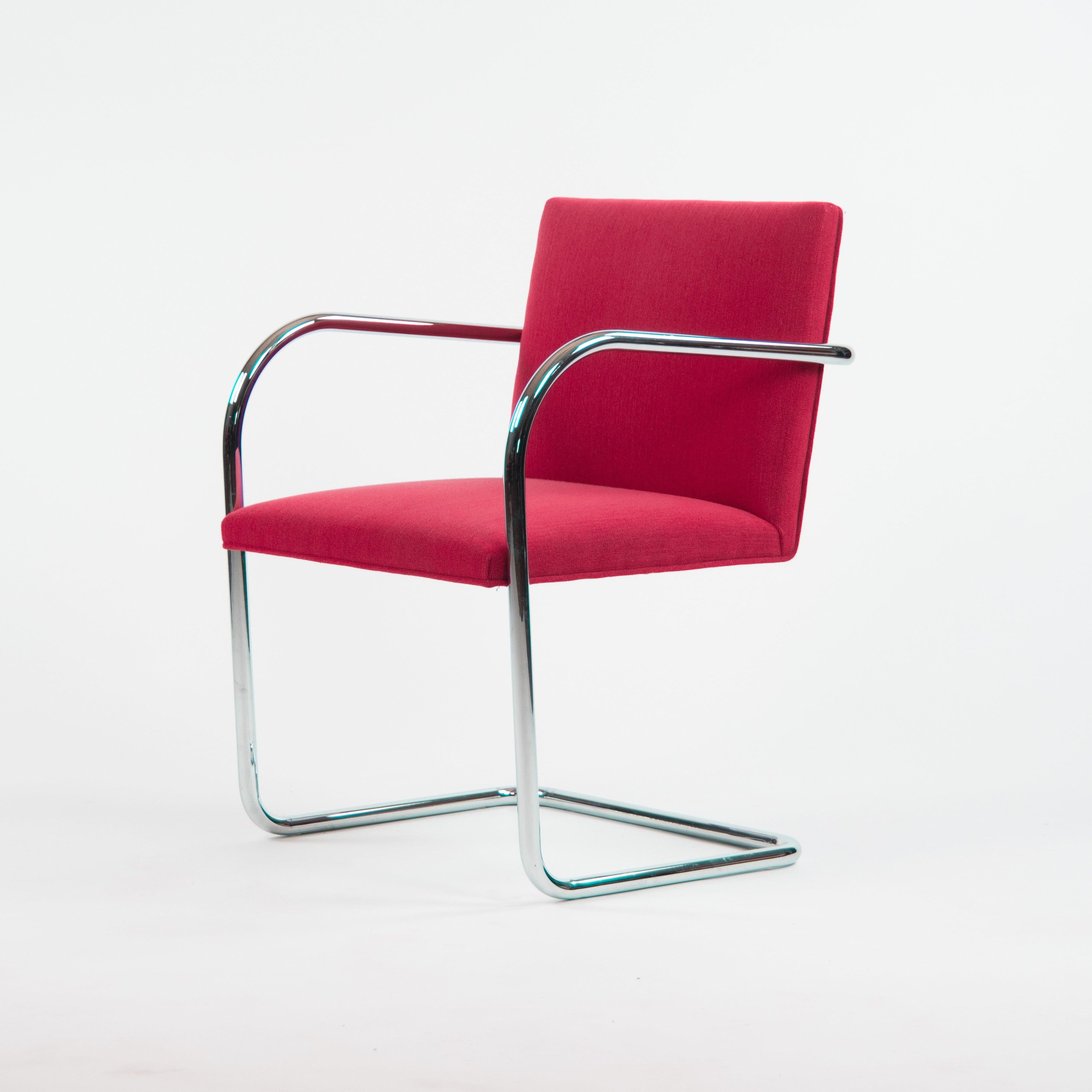 Modern 2010 Mies van der Rohe for Knoll Brno Tubular Chrome Dining / Arm Chairs For Sale