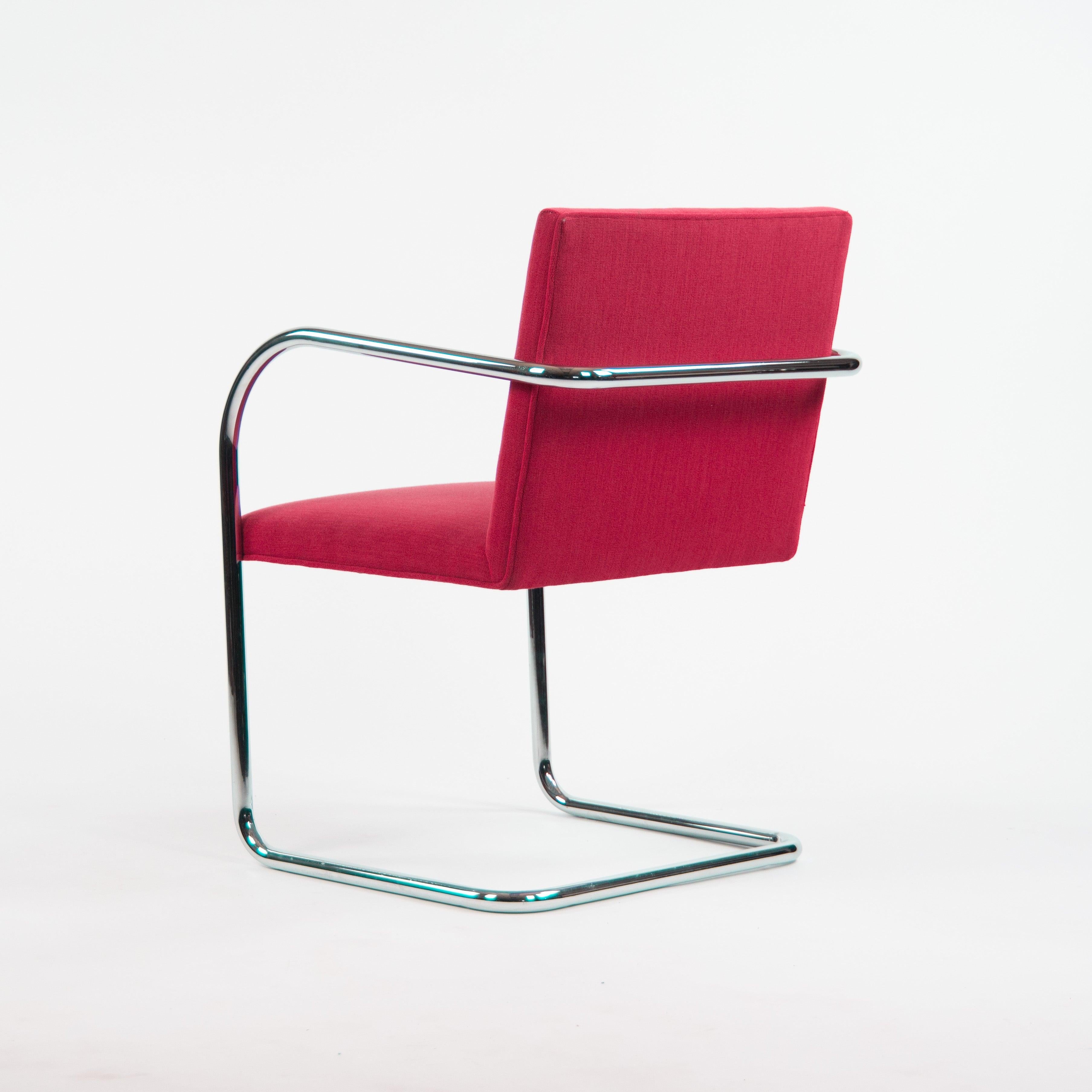 2010 Mies van der Rohe for Knoll Brno Tubular Chrome Dining / Arm Chairs In Good Condition For Sale In Philadelphia, PA