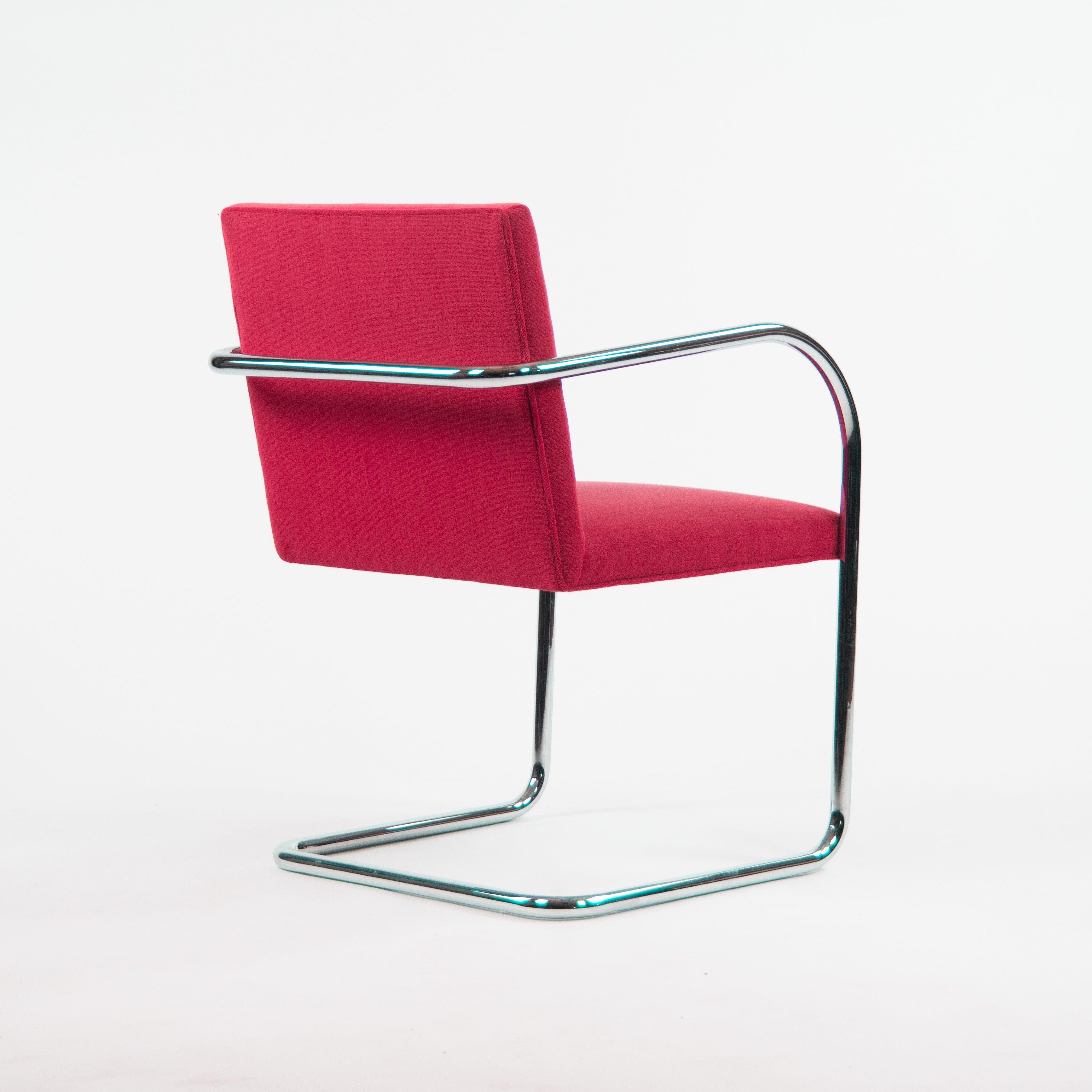 Metal 2010 Mies van der Rohe for Knoll Brno Tubular Chrome Dining / Arm Chairs For Sale