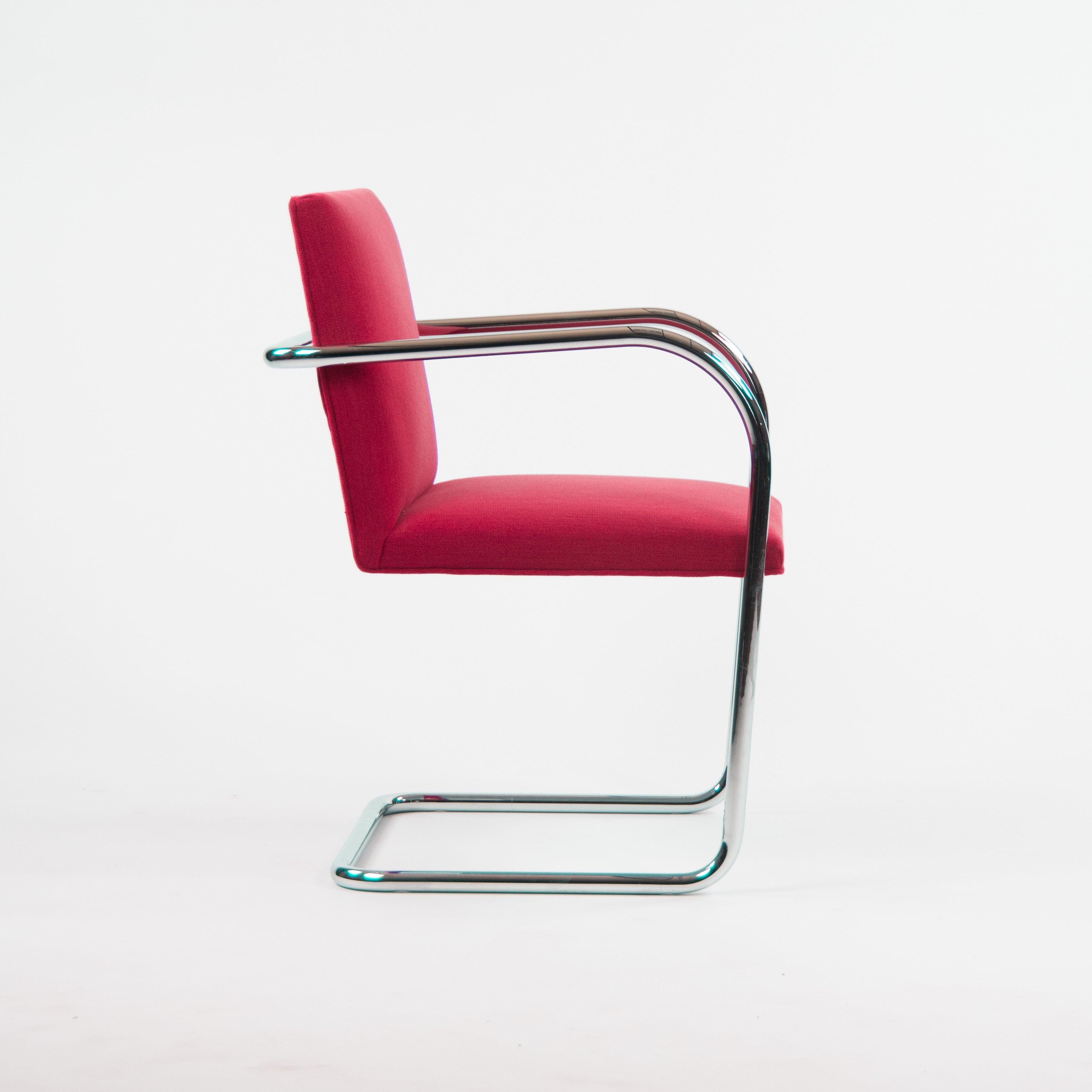 2010 Mies van der Rohe for Knoll Brno Tubular Chrome Dining / Arm Chairs For Sale 1